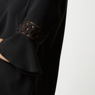 Black cord insert bell sleeve top